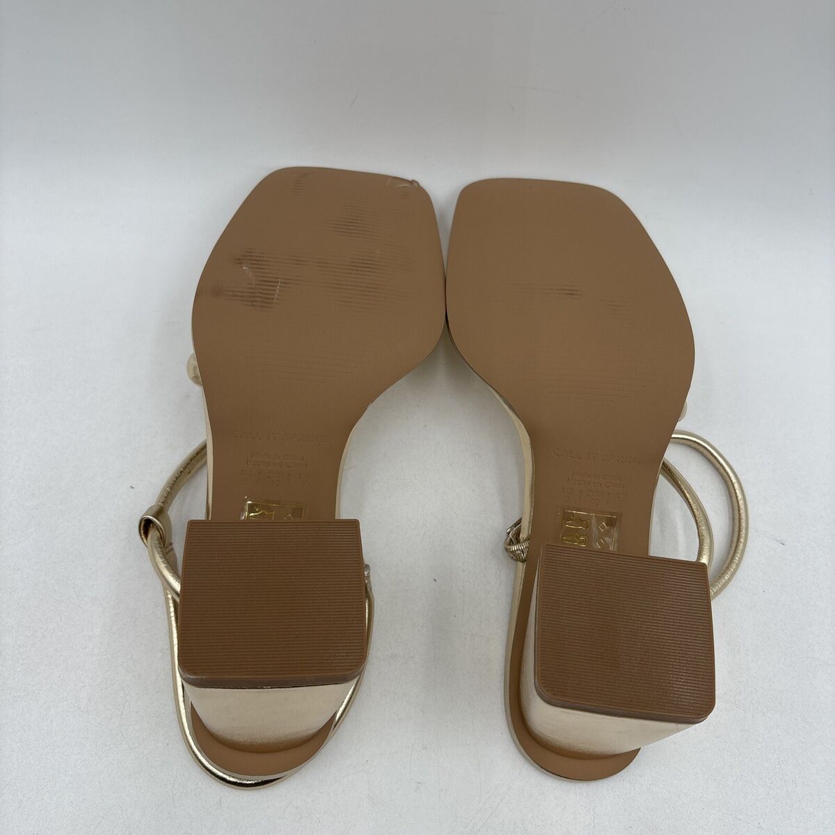 Call It Spring LUXE Gold Vegan Leather Square Toe Strappy Call It Spring LUXE Gold Vegan Leather Square Toe Strappy