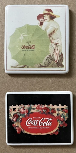Lot Of 2 Coca Cola Vintage Porcelain Refrigerator Magnets 1987 P2133 P2125