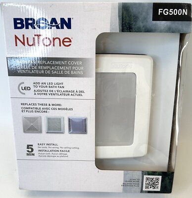 Broan NuTone Quick Install Bathroom Fan Replacement Cover W/ Light ...