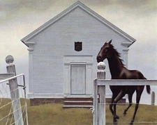 Church and Horse by Alex Colville - 24 X 30 inches (Art Print)