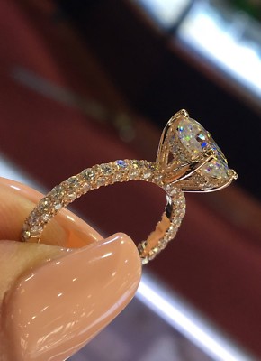 4Ct Round Cut Simulated Diamond Hidden Halo Ice Ring 14K Rose Gold Plated
