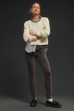 ANTHROPOLOGIE Pilcro High-Rise Button-Fly Skinny Corduroy Pants 29 black