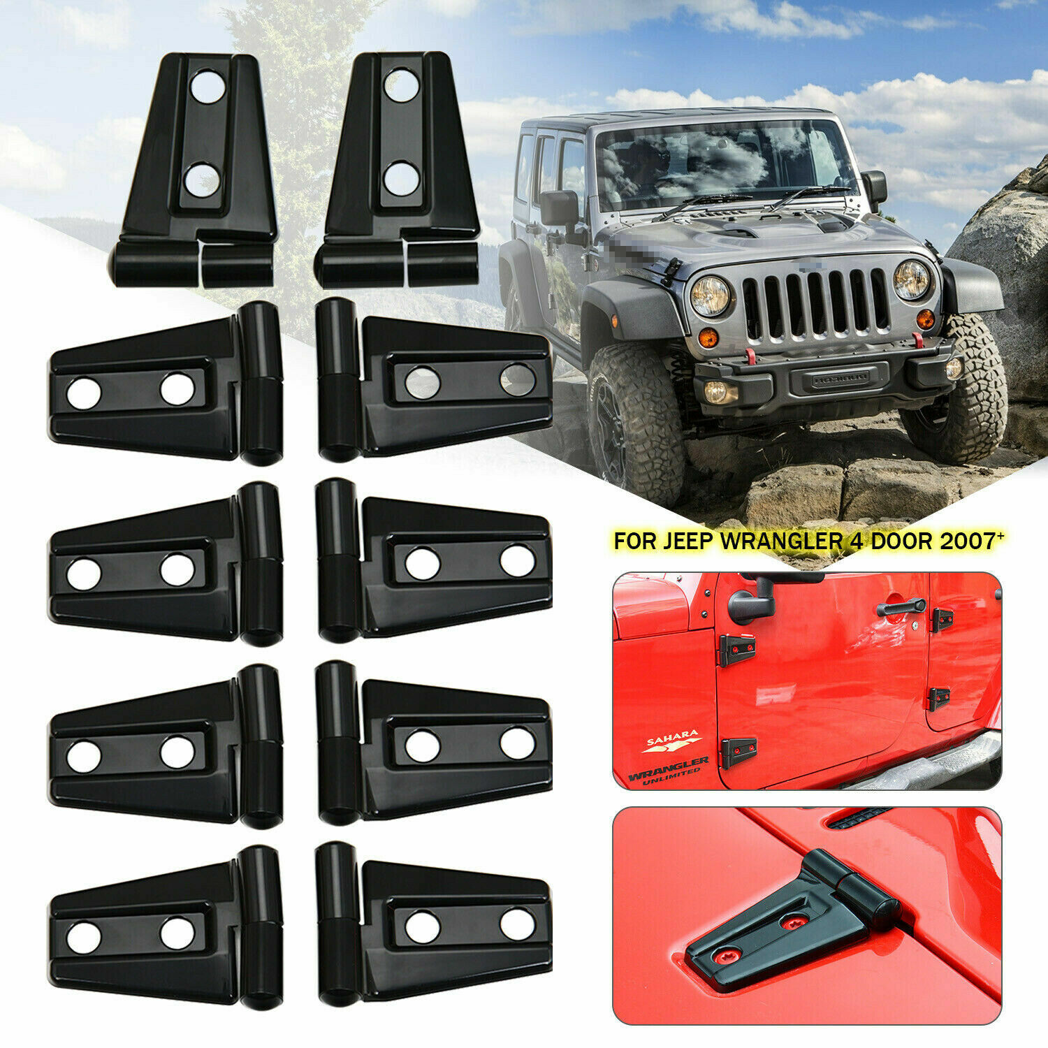 Hood & Door Hinge Cover for 2007-2017 Jeep Wrangler JK JKU Unlimited  Accessories 756040414092 | eBay