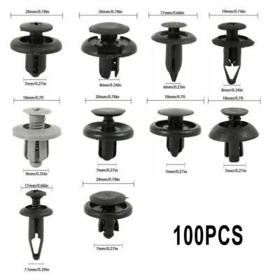100Pcs Car Trim Clips Rivet Door Panel Retainer Fastener Mud Flaps Push Set - Image 1 of 4