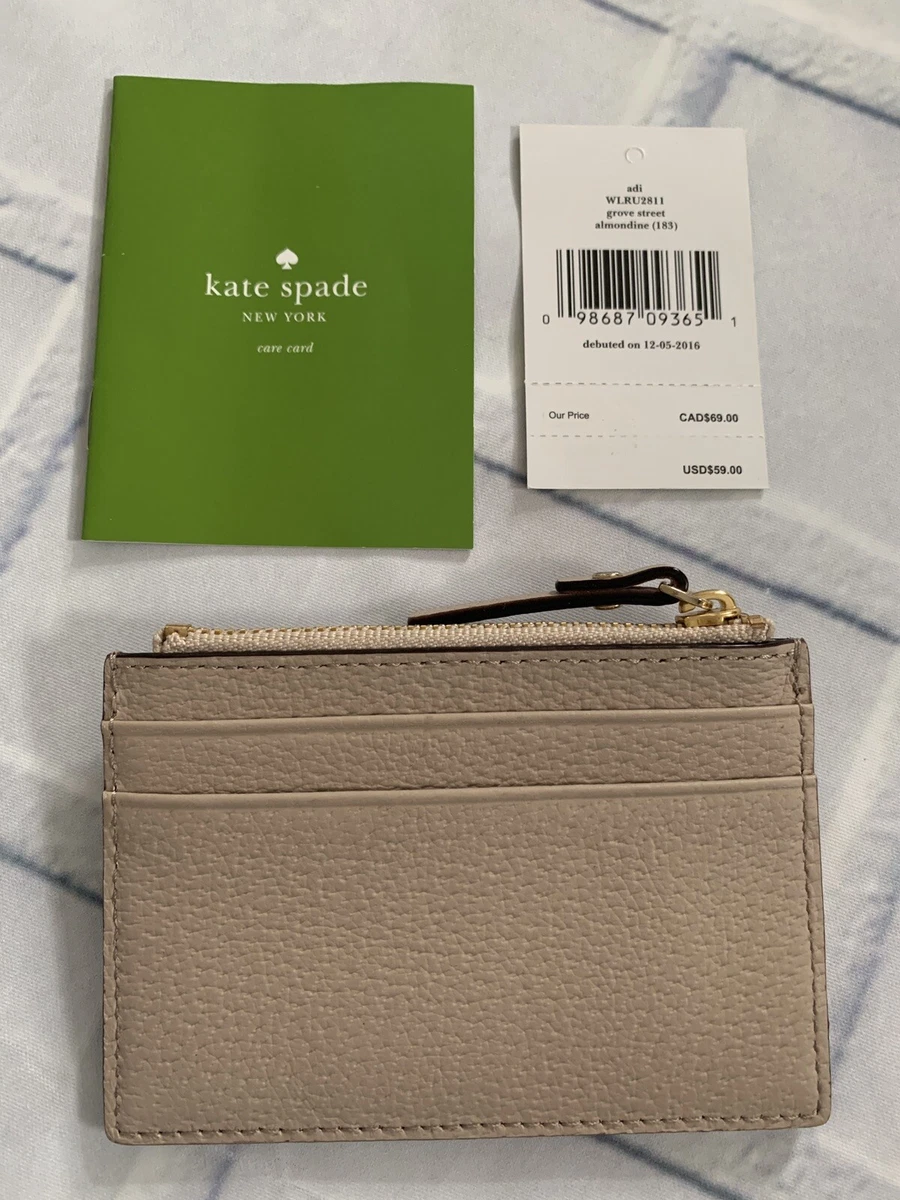 Kate Spade Adi Grove Street Almondine Leather Zip Top Card Holder