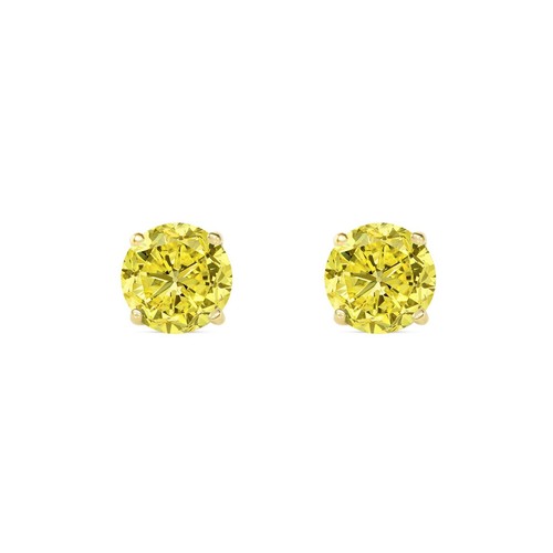 2.50 Ct Round Cut Canary Earrings Studs Solid 14K Yellow Gold Screw Back Basket - Picture 2 of 3