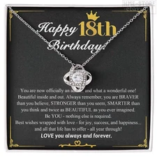 18th Birthday Necklace for 18 Years Old Girl Love Knot Pendant Gift for Daughter
