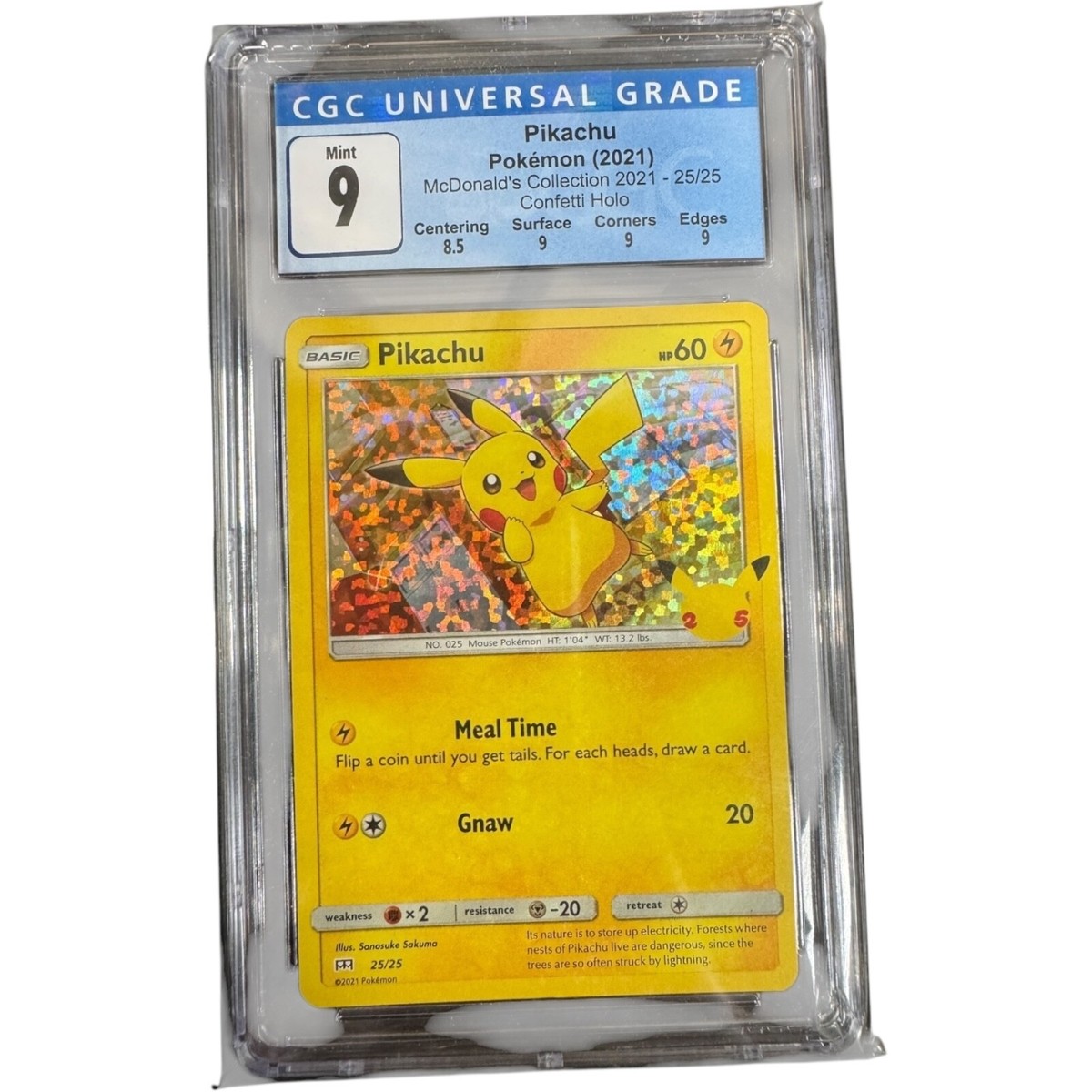 Pikachu Pokémon Card 2021 McDonald's Collection Confetti Holo CGC