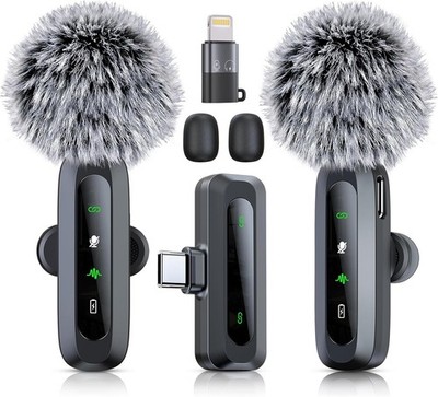 Microfono Mini Inalambrico iOS iPad Android USB C Lavalier Portatil Vlog YouTube