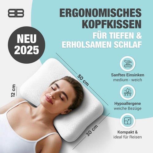 BACK BODYGUARD Das weichere Nackenkissen Ergonomisches Kopfkissen mit 2 Bezügen - Bild 2 von 24