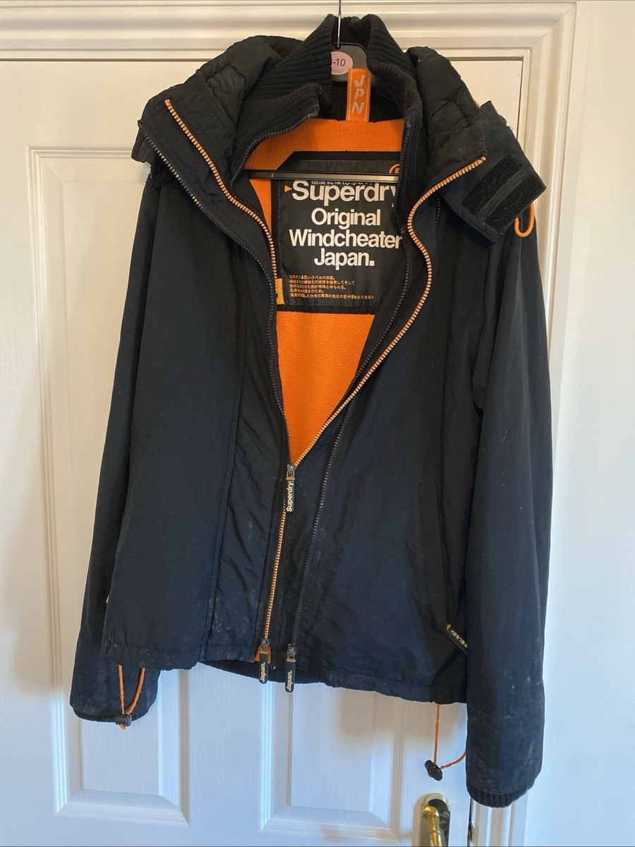 SUPERDRY Mens Windcheater Hooded Jacket UK Small Black UK