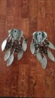 silver black onyx  Hammered Silver Drop Clip On earrings drop — photo 2