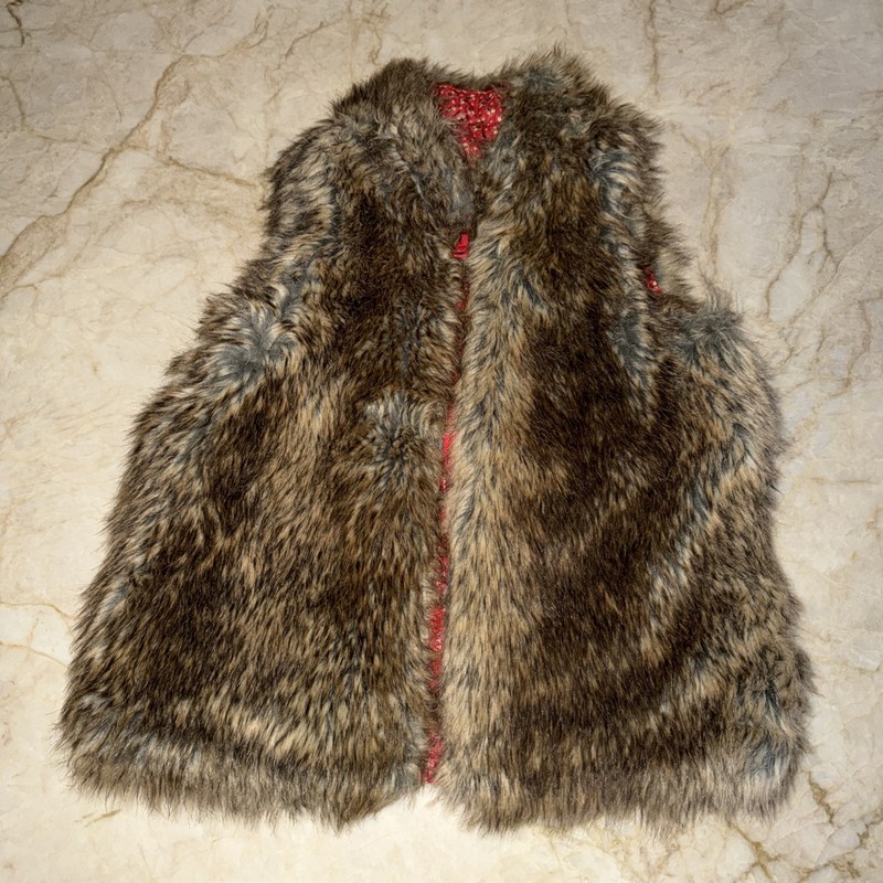 Baby GAP Girls Reversible Faux Fur To Floral Vest Sz 4 EUC