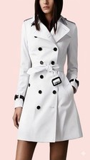 Women's Stylish White Trench Coat Genuine Lambskin Leather Designer Handmade Fit
