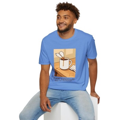 Unisex Softstyle T-Shirt Paper Airplane Coffee Monday Morning Humor