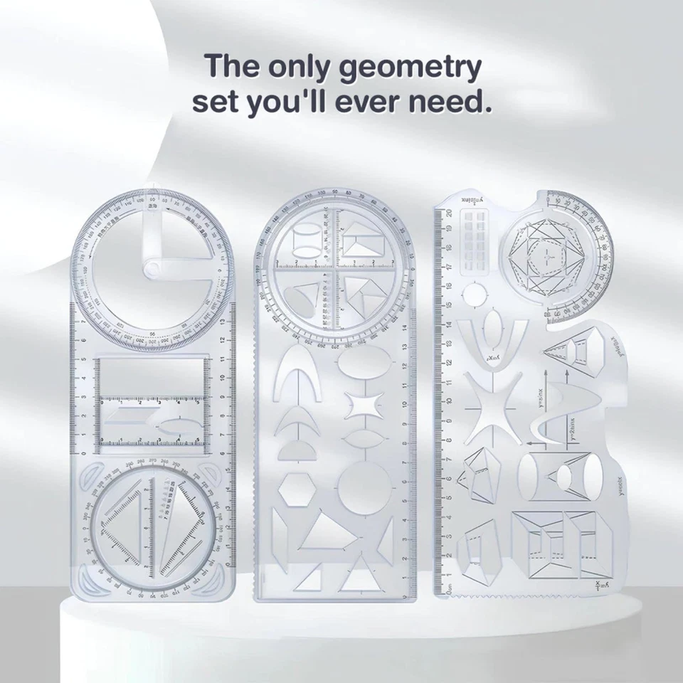 3 pcs Spirograph Ruler Set Geometric Art Mathematical Roulette Drawing Tools New - Image 2 of 4