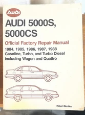 1984-1988 Audi 5000S 5000CS Official Shop Service Repair Manual Turbo Quattro