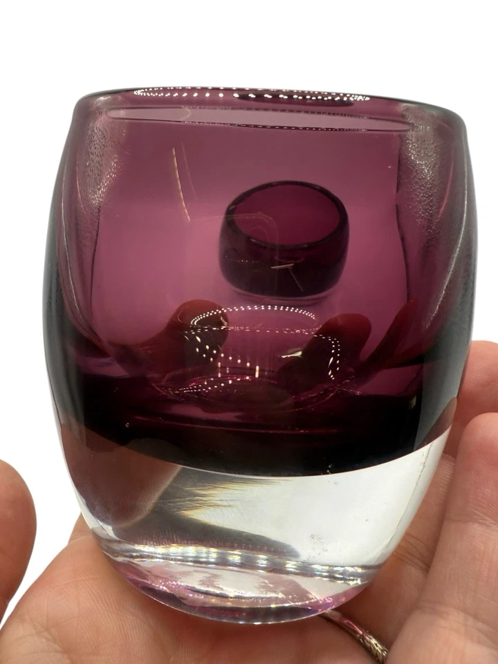 Candelabro votivo de vidrio diva caja y barril amatista Polonia Foto 3 de 4