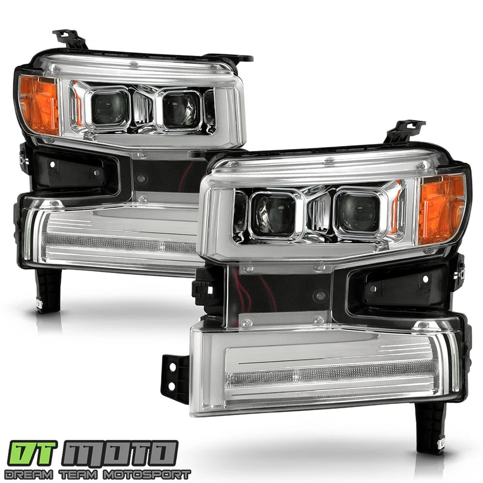 Faros de señal secuencial tubo DRL cromado Chevy Silverado 1500 2019-2022 Foto 2 de 4