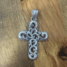 Sterling Silver Filigree Cross Pendant 3.35 Grams