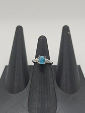 Aquamarine And Sterling Silver Ring Size 8