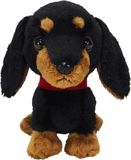 Sun Lemon Pups! Dachshund Puppy Plush Toy Black & Tan (S) 16cm Stuffed Dog Japan