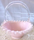 FENTON"MINT+PERF~1950sSRC"SILVER(PINK)ROSE"CREST"VINTAGE"GLASS"BASKET+A$4 SHP SP