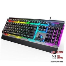 Wired Gaming Keyboard, RGB Backlit Keyboard with Metal Panel Design Black