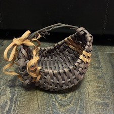 Small Hand Woven Egg Buttocks Gathering Basket Gods Eye 6x6x4 Primitive