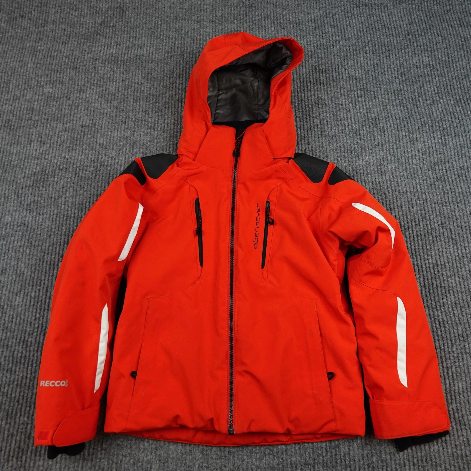 Obermeyer Jacket Youth XS 6-7 Red Hooded Insulated Ski Snow Winter Mach 6 41007