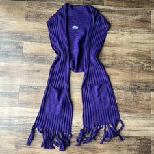 Y2K Knit Cardigan Best Scarf With Pockets Purple Winter OSFA