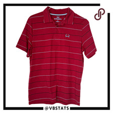 Cinch Men's Striped Short Sleeve Cotton Blend Polo Shirt Red Small