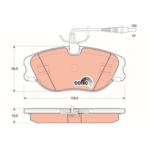 Bremsbelagsatz Scheibenbremse TRW GDB1148 Cotec FüR CitroëN Fiat Lancia Peugeot-image