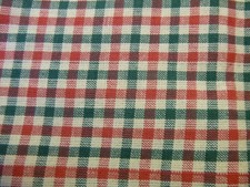 Red, Gree, and Ivory Plaid Cotton Fabric 44" Wide x 27" long