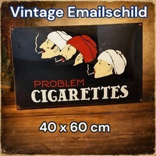 Vintage Alt PROBLEM CIGARETTES Emaile Reklame Werbe schild Enamel Plaque Sign
