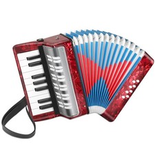 Lotkey 17 Key Piano Accordion, 8 Bass Kids Celluloid Body, Red