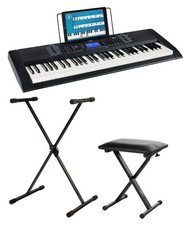 61-Tasten Keyboard E-Piano 128 Sounds USB MP3 Rec Ständer Hocker Set Schwarz