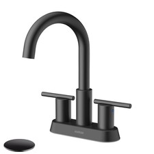 Matte Black Bathroom Faucet, 4 Inch Centerset 2 Handle Sink Faucet