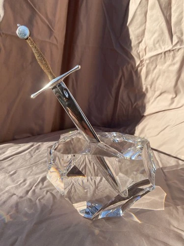 STEUBEN  EXCALIBUR  18K Gold & Sterling SWORD in Red Presentation Box