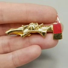 Vintage Firefighter Helmet Axe Tie Clip Hook Fast Providence Rhode Island