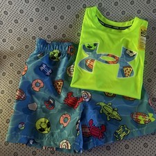 NEW Under Armour Boys Rashguard Swim Trunk 2PC Set, UPF50 sz 4