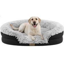 Fluffy Orthopedic Jumbo Dog Bed for Extra Large Dogs, Calming Plush Sofa Bed ...