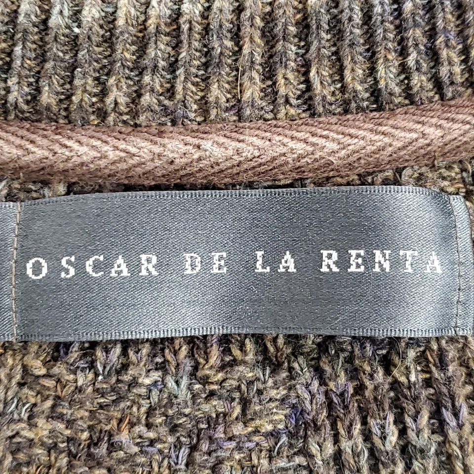 Suéter tejido con cable a cuadros Oscar De La Renta vintage talla XL marrón preppy Foto 4 de 4