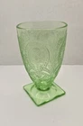 Indiana Depression Glass Uranium Green Horseshoe Square Base Goblet Tumbler 1930