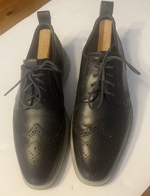 ECCO Mens 44 Charcoal Leather Wingtip Hybrid Comfort Oxford Sneaker Shoes