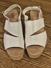 TOMS Women’s Beige Solid Strappy Sandals Ankle Strap Buckle Cork Wedge US 9.5 — photo 2