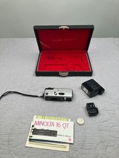 Minolta 16 QT Subminiature Spy Camera Set w/ Case, Flash Units, Manual