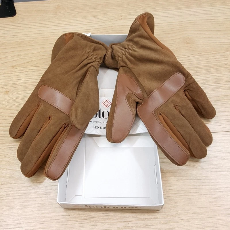 Guantes ISOTONER Para Hombre Medio Bronceado Gamuza Genuina Pantalla Táctil Forrados de Felpa Invierno Foto 2 de 4