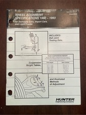 Hunter Engineering Wheel Alignment Specifications 1980-1993 Form 172-t 1-93