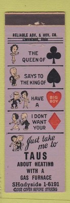 Matchbook Cover - Taus Heating Gas Parma OH